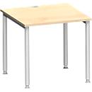 Schäfer Shop Genius Schreibtisch MODENA FLEX, 4-Fuß-Rundrohr, B 800 x T 800 mm, Ahorn/weißalu 