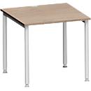 Schäfer Shop Genius Schreibtisch MODENA FLEX, 4-Fuß-Rundrohr, B 800 x T 800 mm, Eiche/weißalu