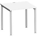 Schäfer Shop Genius Schreibtisch MODENA FLEX, 4-Fuß-Rundrohr, B 800 x T 800 mm, weiß/weißalu