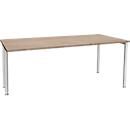 Schäfer Shop Genius Schreibtisch MODENA FLEX, Breite 1800 mm, einseitig verkürzt, Eiche/weißaluminium