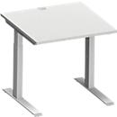 Schäfer Shop Genius Schreibtisch MODENA FLEX, C-Fuß-Rechteckrohr, B 800 x T 800 mm, lichtgrau/weißalu