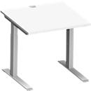 Schäfer Shop Genius Schreibtisch MODENA FLEX, C-Fuß-Rechteckrohr, B 800 x T 800 mm, weiß/weißalu