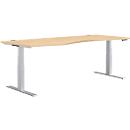 Schäfer Shop Genius Schreibtisch MODENA FLEX, elektrisch höhenverstellbar, Freiform, Ansatz links, B 1800 mm, Ahorn/weißalu