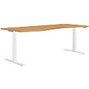Schäfer Shop Genius Schreibtisch MODENA FLEX, elektrisch höhenverstellbar, Freiform, Ansatz links, B 1800 mm, Buche/weiss