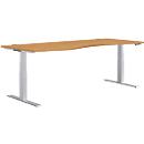 Schäfer Shop Genius Schreibtisch MODENA FLEX, elektrisch höhenverstellbar, Freiform, Ansatz links, B 1800 mm, Buche/weißalu 