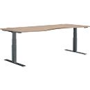 Schäfer Shop Genius Schreibtisch MODENA FLEX, elektrisch höhenverstellbar, Freiform, Ansatz links, B 1800 mm, Eiche/anthrazit