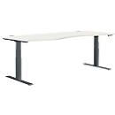 Schäfer Shop Genius Schreibtisch MODENA FLEX, elektrisch höhenverstellbar, Freiform, Ansatz links, B 1800 mm, weiss/anthrazit