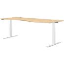 Schäfer Shop Genius Schreibtisch MODENA FLEX, elektrisch höhenverstellbar, Freiform, Ansatz rechts, B 1800 mm, Ahorn/weiß