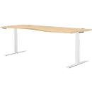 Schäfer Shop Genius Schreibtisch MODENA FLEX, elektrisch höhenverstellbar, Freiform, Ansatz rechts, B 1800 mm, Ahorn/weiß