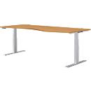 Schäfer Shop Genius Schreibtisch MODENA FLEX, elektrisch höhenverstellbar, Freiform, Ansatz rechts, B 1800 mm, Buche/weissalu 