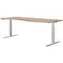 Schäfer Shop Genius Schreibtisch MODENA FLEX, elektrisch höhenverstellbar, Freiform, Ansatz rechts, B 1800 mm, Eiche/weissalu