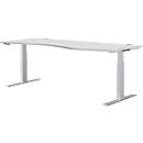 Schäfer Shop Genius Schreibtisch MODENA FLEX, elektrisch höhenverstellbar, Freiform, Ansatz rechts, B 1800 mm, lichtgrau/weißalu