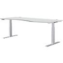 Schäfer Shop Genius Schreibtisch MODENA FLEX, elektrisch höhenverstellbar, Freiform, Ansatz rechts, B 1800 mm, lichtgrau/weißalu