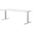 Schäfer Shop Genius Schreibtisch MODENA FLEX, elektrisch höhenverstellbar, Freiform, Ansatz rechts, B 1800 mm, weiß/weißalu 