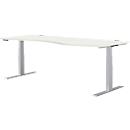 Schäfer Shop Genius Schreibtisch MODENA FLEX, elektrisch höhenverstellbar, Freiform, Ansatz rechts, B 1800 mm, weiß/weißalu