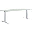 Schäfer Shop Genius Schreibtisch MODENA FLEX, elektrisch höhenverstellbar, Rechteck, T-Fuss, B 1800 x T 800 mm, lichtgrau/weissalu