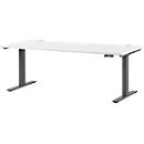 Schäfer Shop Genius Schreibtisch MODENA FLEX, elektrisch höhenverstellbar, Rechteck, T-Fuß, B 1800 x T 800 mm, weiß/anthrazit