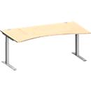 Schäfer Shop Genius Schreibtisch MODENA FLEX, mit Cockpitplatte, C-Fuß-Rechteckrohr, Breite 1800 mm, Ahorn/weißalu