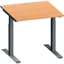 Schäfer Shop Genius Schreibtisch MODENA FLEX, Quadrat, T-Fuß Rechteckrohr, B 800 x T 800 x H 650-850 mm, Ahorn/anthrazit