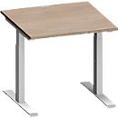 Schäfer Shop Genius Schreibtisch MODENA FLEX, Quadrat, T-Fuß Rechteckrohr, B 800 x T 800 x H 650-850 mm, Eiche/weißalu