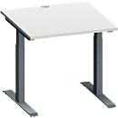 Schäfer Shop Genius Schreibtisch MODENA FLEX, Quadrat, T-Fuß Rechteckrohr, B 800 x T 800 x H 650-850 mm, lichtgrau/anthrazit