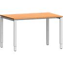 Schäfer Shop Genius Schreibtisch Modena Flex, Rechteck, 4-Fuß Rechteckrohr, B 1200 x T 800 x H 650-850 mm, Buche/weißaluminium