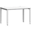 Schäfer Shop Genius Schreibtisch Modena Flex, Rechteck, 4-Fuß Rechteckrohr, B 1200 x T 800 x H 650-850 mm, lichtgrau/weißaluminium