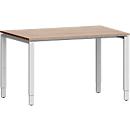 Schäfer Shop Genius Schreibtisch Modena Flex, Rechteck, 4-Fuß Rechteckrohr, B 1200x T 800 x H 650-850 mm, Eiche-Dekor/weißaluminium