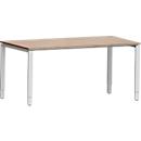 Schäfer Shop Genius Schreibtisch Modena Flex, Rechteck, 4-Fuß Rechteckrohr, B 1600 x T 800 x H 650-850 mm, Eiche-Dekor/weißaluminium