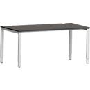 Schäfer Shop Genius Schreibtisch Modena Flex, Rechteck, 4-Fuß Rechteckrohr, B 1600 x T 800 x H 650-850 mm, graphit/weißaluminium