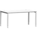 Schäfer Shop Genius Schreibtisch Modena Flex, Rechteck, 4-Fuß Rechteckrohr, B 1600 x T 800 x H 650-850 mm, lichtgrau/weißaluminium