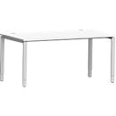 Schäfer Shop Genius Schreibtisch Modena Flex, Rechteck, 4-Fuß Rechteckrohr, B 1600 x T 800 x H 650-850 mm, weiß/weißaluminium