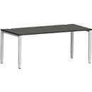 Schäfer Shop Genius Schreibtisch Modena Flex, Rechteck, 4-Fuß Rechteckrohr, B 1800 x T 800 x H 650-850 mm, graphit/weißaluminium