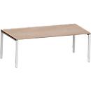 Schäfer Shop Genius Schreibtisch Modena Flex, Rechteck, 4-Fuß Rechteckrohr, B 2000 x T 1000 x H 650-850 mm, Eiche-Dekor/weißaluminium