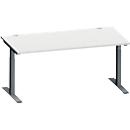 Schäfer Shop Genius Schreibtisch MODENA FLEX, Rechteck, T-Fuß Rechteckrohr, B 1600 x T 800 x H 650-850 mm, lichtgrau/anthrazit