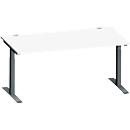 Schäfer Shop Genius Schreibtisch MODENA FLEX, Rechteck, T-Fuß Rechteckrohr, B 1600 x T 800 x H 650-850 mm, weiß/anthrazit