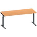 Schäfer Shop Genius Schreibtisch MODENA FLEX, Rechteck, T-Fuß Rechteckrohr, B 1800 x T 800 x H 650-850 mm, Buche/anthrazit