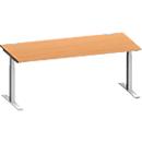 Schäfer Shop Genius Schreibtisch MODENA FLEX, Rechteck, T-Fuß Rechteckrohr, B 1800 x T 800 x H 650-850 mm, Buche/weißalu