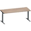 Schäfer Shop Genius Schreibtisch MODENA FLEX, Rechteck, T-Fuß Rechteckrohr, B 1800 x T 800 x H 650-850 mm, Eiche/anthrazit
