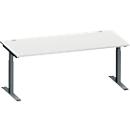 Schäfer Shop Genius Schreibtisch MODENA FLEX, Rechteck, T-Fuß Rechteckrohr, B 1800 x T 800 x H 650-850 mm, lichtgrau/anthrazit