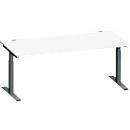Schäfer Shop Genius Schreibtisch MODENA FLEX, Rechteck, T-Fuß Rechteckrohr, B 1800 x T 800 x H 650-850 mm, weiß/anthrazit