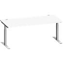 Schäfer Shop Genius Schreibtisch MODENA FLEX, Rechteck, T-Fuß Rechteckrohr, B 1800 x T 800 x H 650-850 mm, weiß/weißalu