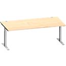 Schäfer Shop Genius Schreibtisch MODENA FLEX, Rechteck, T-Fuß Rechteckrohr, B 2000 x T 1000 x H 650-850 mm, Ahorn/weißalu