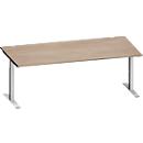 Schäfer Shop Genius Schreibtisch MODENA FLEX, Rechteck, T-Fuß Rechteckrohr, B 2000 x T 1000 x H 650-850 mm, Eiche/weißalu