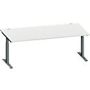Schäfer Shop Genius Schreibtisch MODENA FLEX, Rechteck, T-Fuß Rechteckrohr, B 2000 x T 1000 x H 650-850 mm, lichtgrau/anthrazit