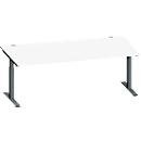 Schäfer Shop Genius Schreibtisch MODENA FLEX, Rechteck, T-Fuß Rechteckrohr, B 2000 x T 1000 x H 650-850 mm, weiß/anthrazit
