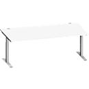 Schäfer Shop Genius Schreibtisch MODENA FLEX, Rechteck, T-Fuß Rechteckrohr, B 2000 x T 1000 x H 650-850 mm, weiß/weißalu