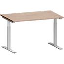 Schäfer Shop Genius Schreibtisch MODENA FLEX, T-Fuß-Rundrohr, B 1200 x T 800 mm, Eiche-Dekor/weißalu