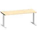 Schäfer Shop Genius Schreibtisch MODENA FLEX, T-Fuß-Rundrohr, B 1800 x T 800 mm, ahorn/weißalu