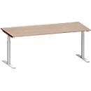 Schäfer Shop Genius Schreibtisch MODENA FLEX, T-Fuß-Rundrohr, B 1800 x T 800 mm, Eiche-Dekor/weißalu